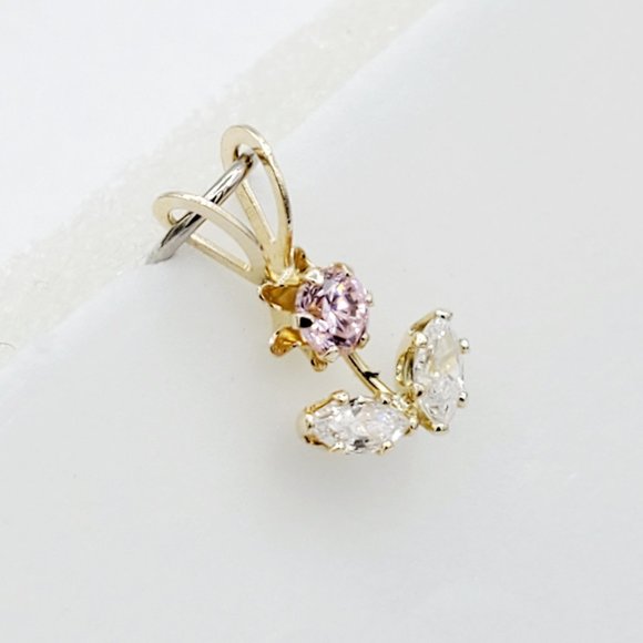 10K Yellow Gold CZ Flower Pendant - Picture 4 of 9